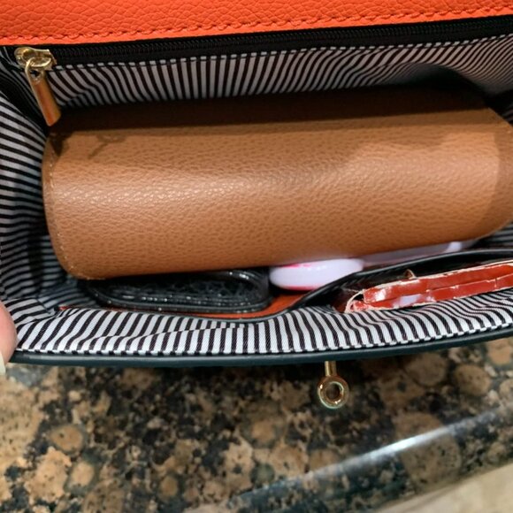 Neiman Marcus Orange Top Handle Leather Satchel Bag - Picture 4 of 4